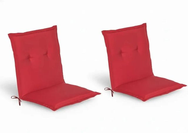 Beautissu 2er Set Loft Niedriglehner Auflagen für Gartenstühle in Rot, B/T/H: 100 x 50 x 6 cm - Bild 1