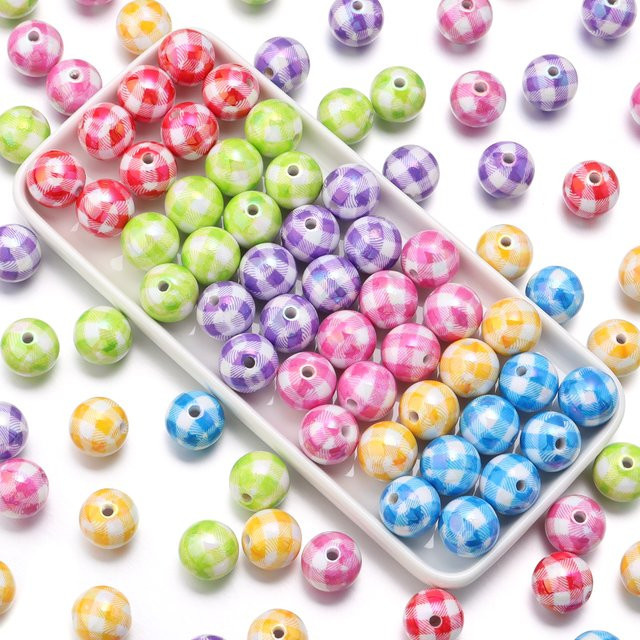 Linsoir Beads Perlen, Acryl, Plaid, rund, 16 mm - Bild 1