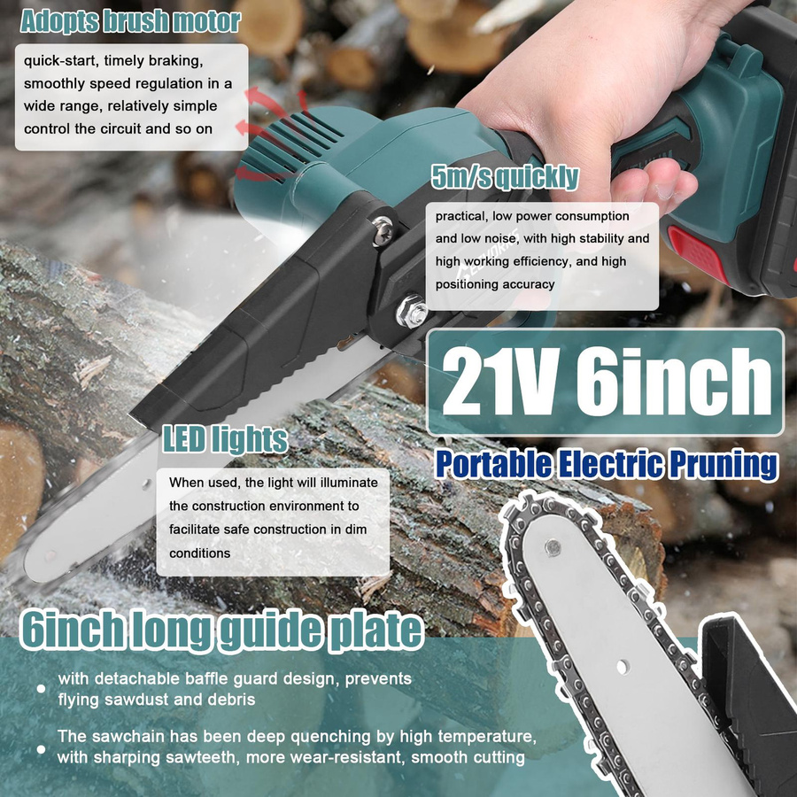 Aimo Akku-Astsäge 21V mit 6 Zoll Schiene und 2 Ersatzakkus inkl. EU-Ladegerät - Bild 4