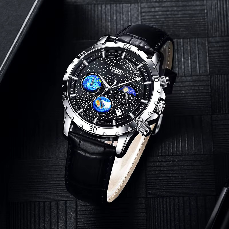 rollstimi Armbanduhr, Quarz, Edelstahl, Leder, Herren - Bild 1