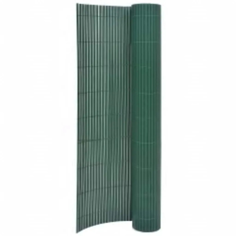 vidaXL Gartenzaun doppelseitig in Grün, PVC, semi-transparent, Höhe: 110 cm, Breite: 400 cm - Bild 2