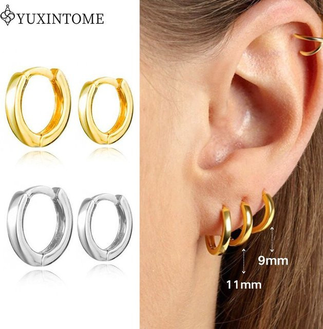 YUXINTOME Creolen 925 Silber, vergoldet, 11 mm/9 mm, Unisex - Bild 1