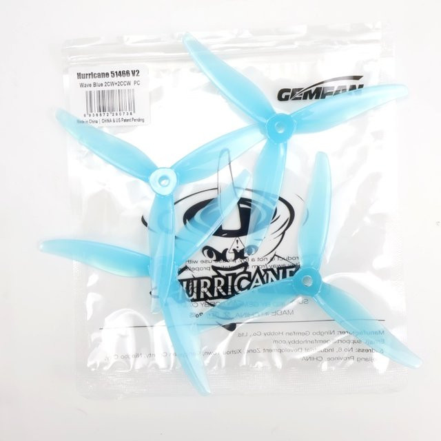 Gemfan Hurricane MCK V2 3-Blatt Propeller Set, 4 Stück, Blau, 5 Zoll für 2207 Motoren, RC FPV Freestyle Drohnen - Bild 1