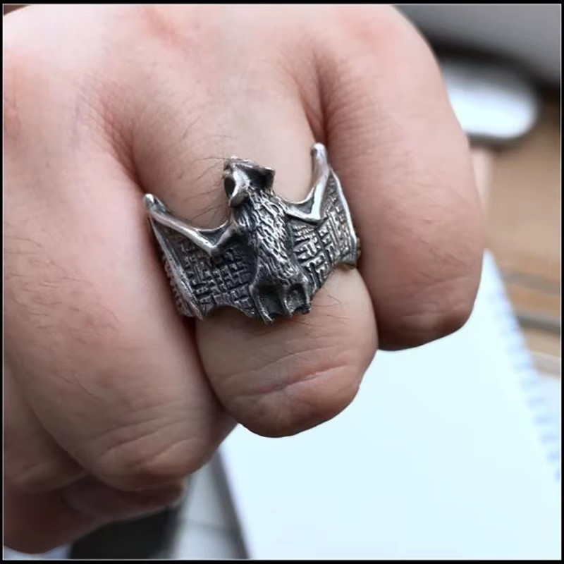 LENNIK Ring Fledermaus, Silber, Herren, Punk - Bild 4