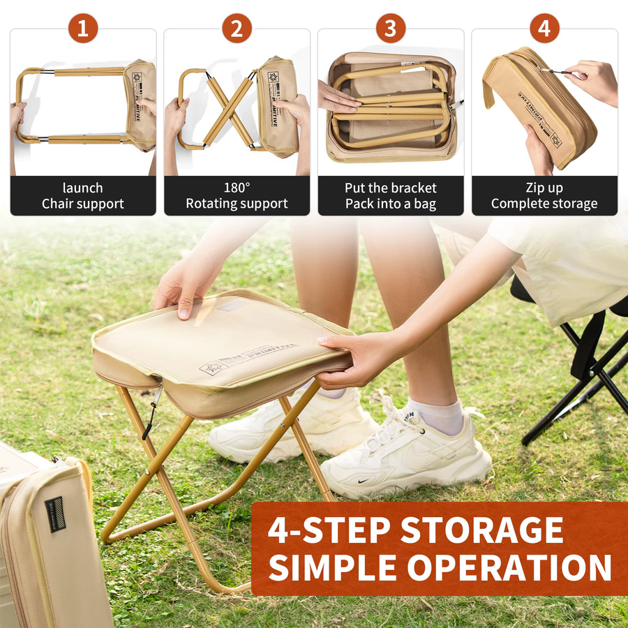Primitive Campinghocker Beige – Leichter zusammenklappbarer Taschenstuhl für Outdoor und Angeln - Bild 4