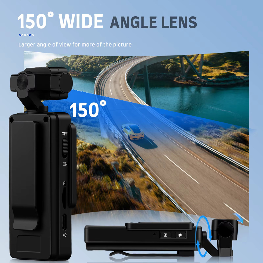 Podofo 1080P Sport-Taschenkamera mit 1,54 Zoll Mini-Objektiv, 180 Grad drehbarem WLAN-Videoaufzeichnungskamera und Bewegungserkennung in Schwarz - Bild 5