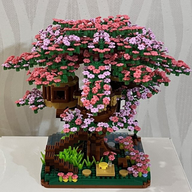 SIEZYOL Mädchen-Serie Kirschblüte Baumhaus Rosenstrauß Blumen, Bausteine Puzzle - Bild 1