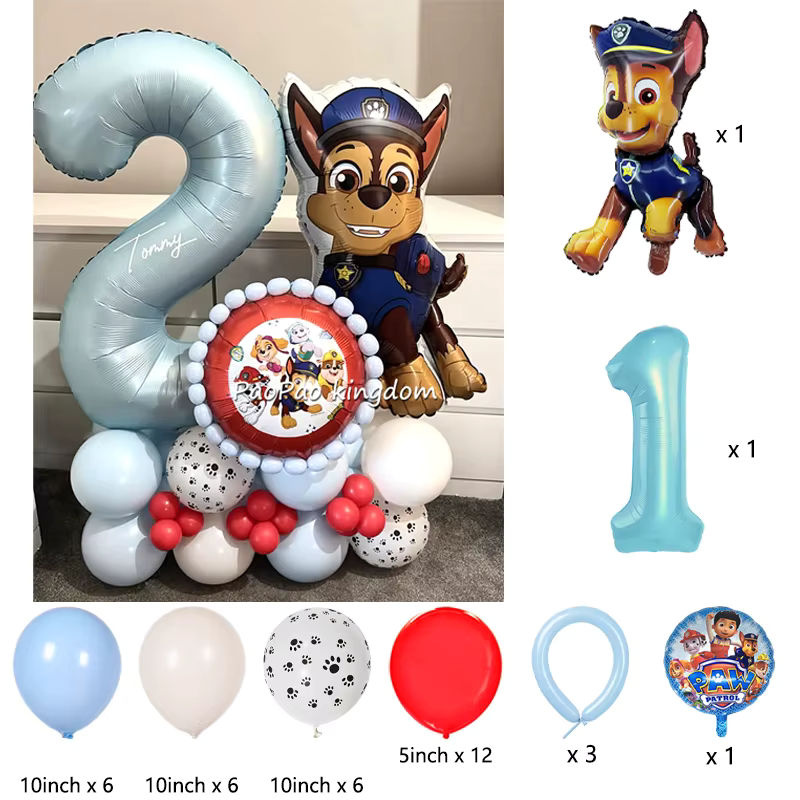 Paw Patrol Folienballons Chase und Rubble für Kindergeburtstag und Partydekoration, mehrfarbig - Bild 2
