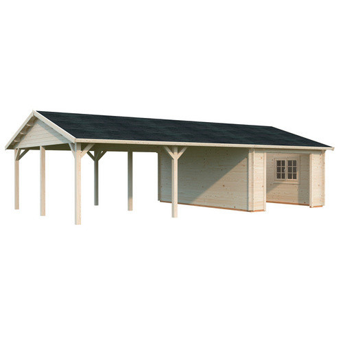 Palmako Garage Roger aus Fichtenholz mit Satteldach in Braun, B/T/H: 1006 x 619 x 316 cm - Bild 2