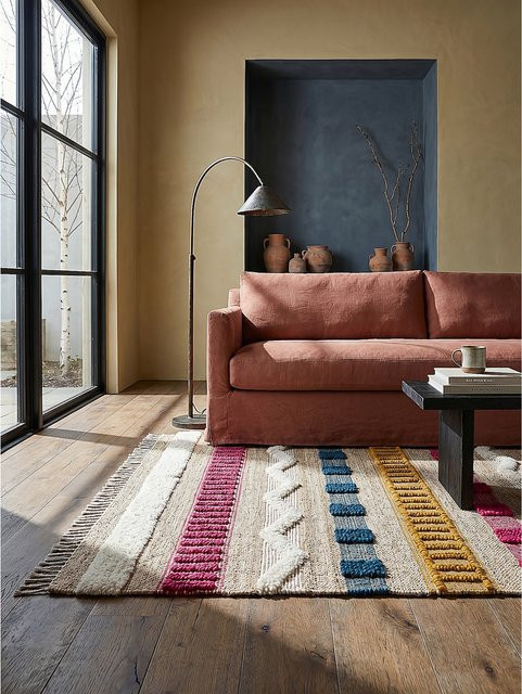 Gestreifter Teppich WHARFE von Kadima Design in Natur-Bunt mit High-Low-Effekt, B/T: 160 x 230 cm - Bild 1