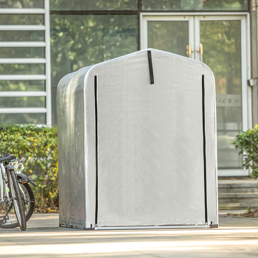 SoBuy Fahrradgarage KLS11 als wetterfester Geräteschuppen für 1-2 Fahrräder in Blau-Grau, B/T/H: 120 x 163 x 176 cm - Bild 3