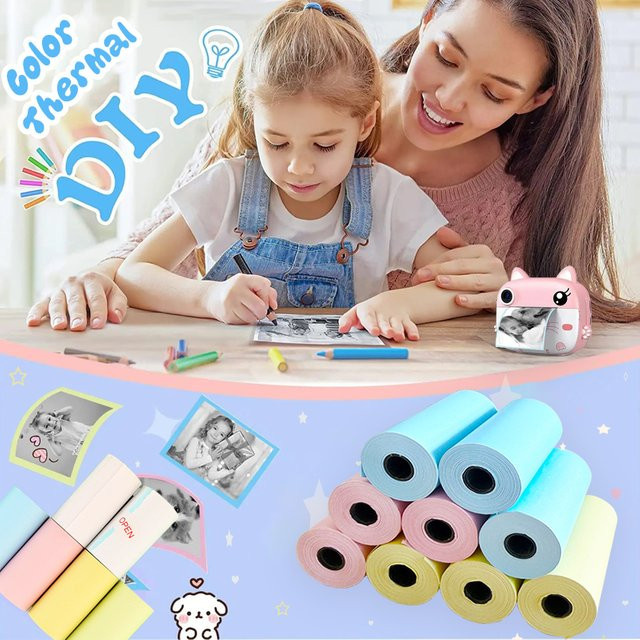 PeriPage Thermisches Etikettenpapier für Mini Tragbare Drucker, Bunte Foto Aufkleber, Multicolour, B/H: 57 x 30 mm - Bild 1