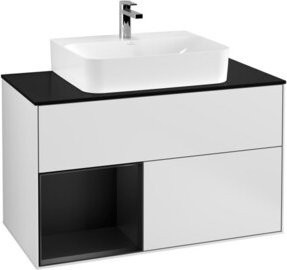 V&B Waschtischunterschrank Finion 100 mit Wandbeleuchtung, Weiß lackiert, B/T/H: 100 x 50,1 x 50,1 cm - Bild 1