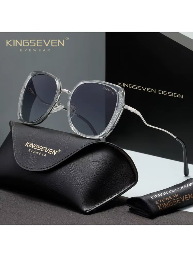KINGSEVEN Sonnenbrille, quadratische Fassung, Vollrand, transparent, Damen - Bild 3