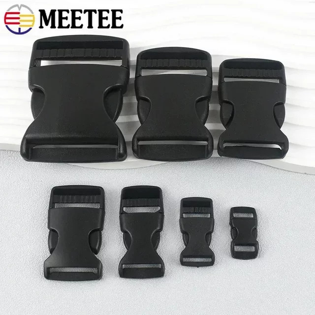 Meetee Kunststoff Quick Side Release Schnalle in Schwarz für Rucksackgurte und Hundehalsbänder, 10 Stück, Größe 10-50mm - Bild 1