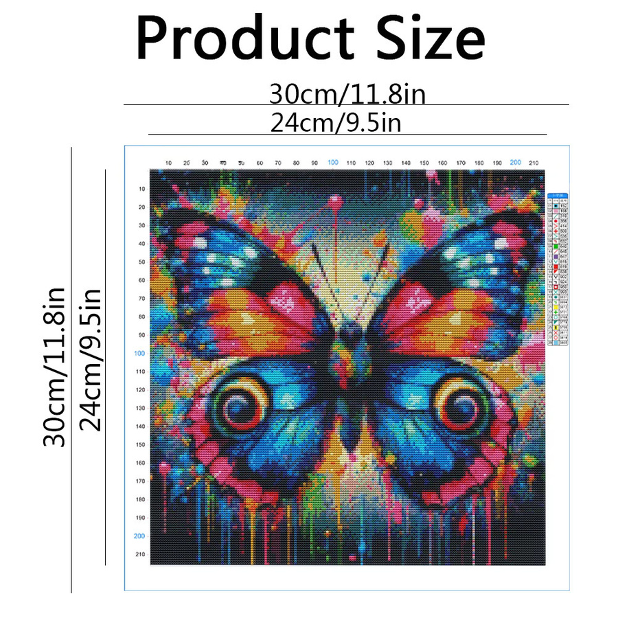 Evershine Kreuzstich Schmetterlingsbild DIY-Stickerei Wanddekoration Multicolor B/H: 30 x 30 cm - Bild 2