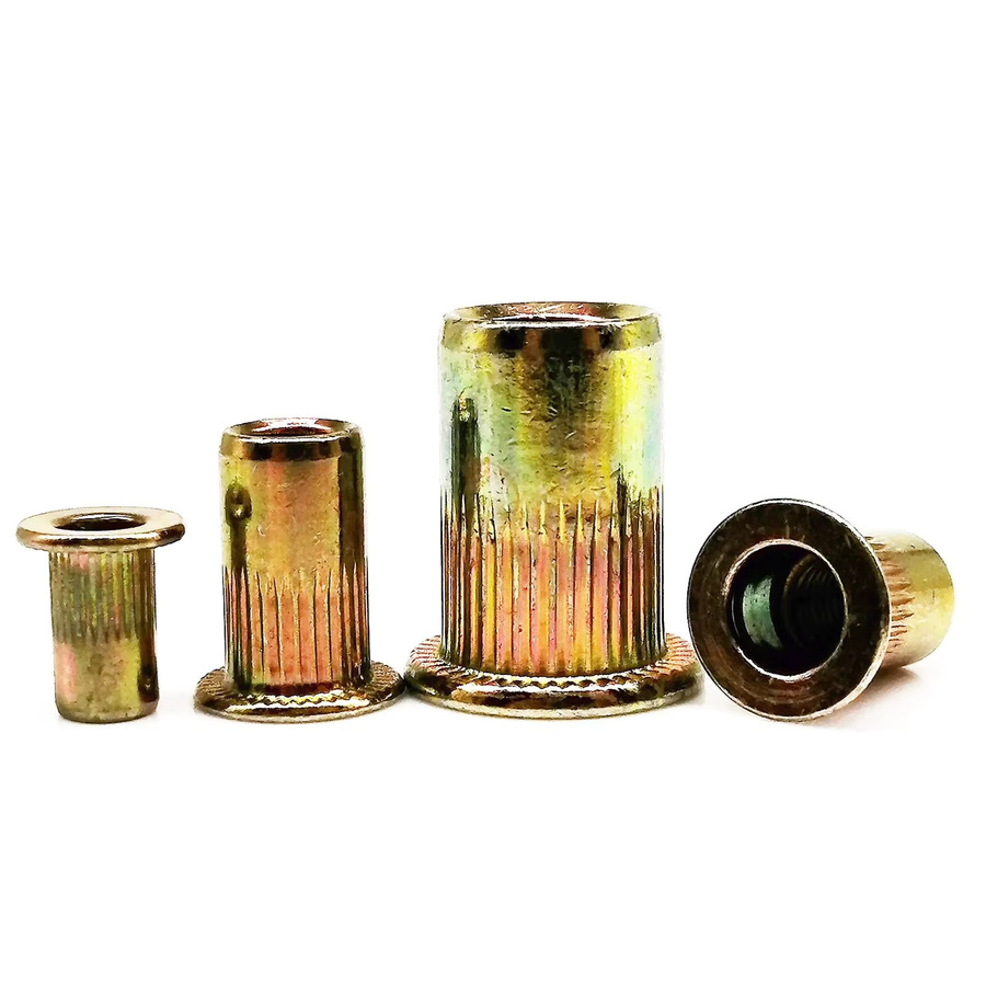 SCREWHOME Flachkopf-Nietmuttern aus verzinktem Kohlenstoffstahl in Gold, Set mit M3 bis M12 - Bild 2