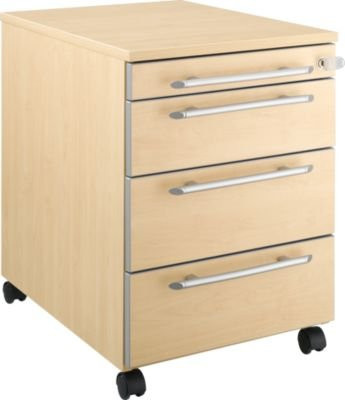 Schäfer Shop Select Rollcontainer Moxxo IQ 1233 in Ahorn-Dekor mit 3 Schubladen, 1 Utensilienfach, runden Griffen und Schloss, B/T/H: 43,2 x 58,0 x 59,5 cm - Bild 1