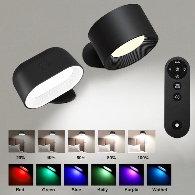 KFV Magnetische LED-Wandleuchte in Weiß mit 360 Grad Rotation, wiederaufladbare Touch-Nachtlampe mit Fernbedienung - Bild 1