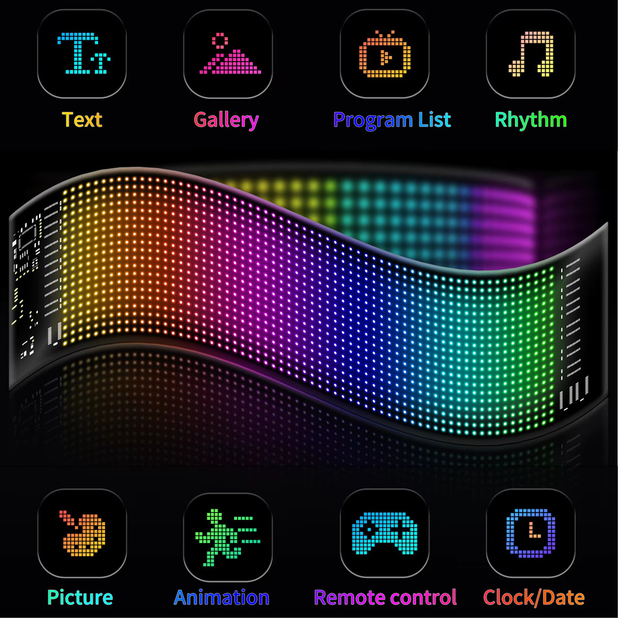Flexibles LED AD Display als ultradünnes RGB-Werbeschild für Shop und Auto in Schwarz und Multicolour - Bild 3