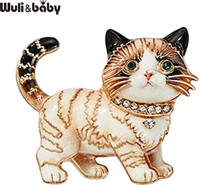 Wuli&baby Brosche, Katzen, Bunt, Kristall, Unisex - Bild 1
