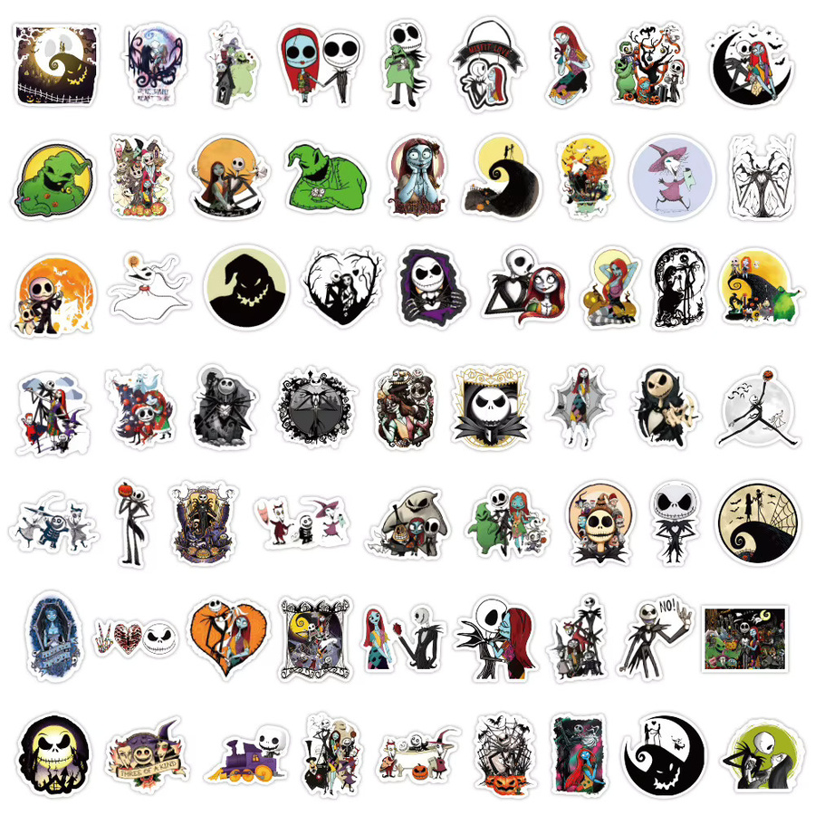 60 Stück Halloween Nightmare Before Christmas wasserfeste Aufkleber Multicolor von Bandai - Bild 3