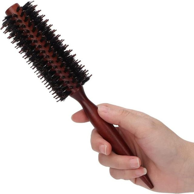 Antistatische Rundbürste mit Holzgriff, Schwarz - Bild 1