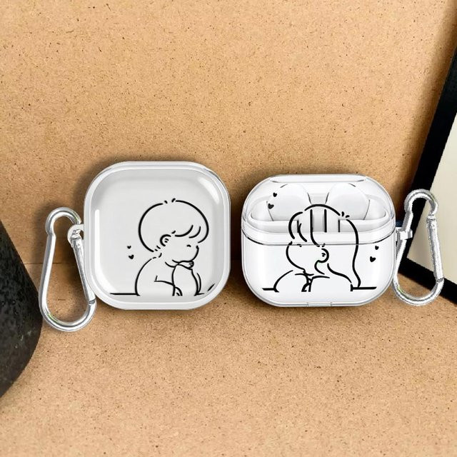 Transparente Kopfhörerhülle für Samsung Galaxy Buds Live, Buds 2, Buds 2 Pro, Buds 3 Pro, Buds 3 FE und Buds 4 Pro im niedlichen Paar Design - Bild 1