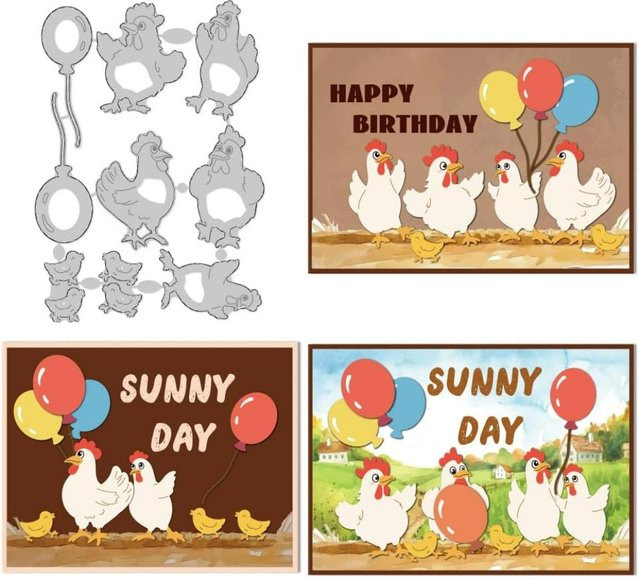 Stanzformen Huhn Motiv aus Kohlenstoffstahl in Silber für Scrapbooking und Kartenherstellung - Bild 1