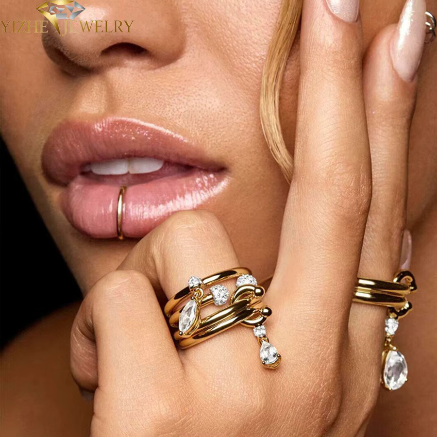 JYZSWBB Ring, Gold, Zirkonia, Unisex - Bild 2