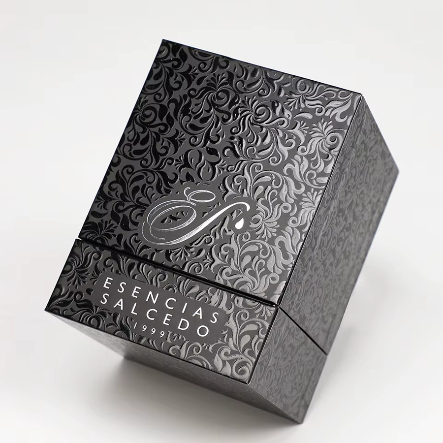 Luxus-Röhrenkerzen-Aromatherapie-Papierbox mit Deckel und Sockel, Schwarz, Rechteckig mit UV-Digitaldruck - Bild 3