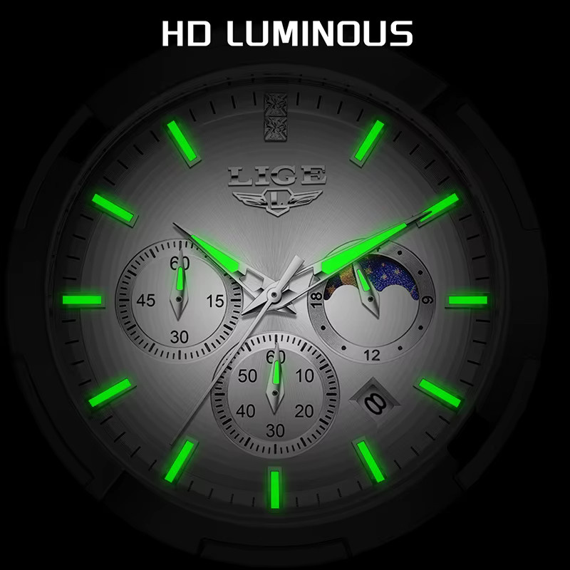 LIGE Armbanduhr, Chronograph, Quarz, Edelstahl, Silber, Damen - Bild 4