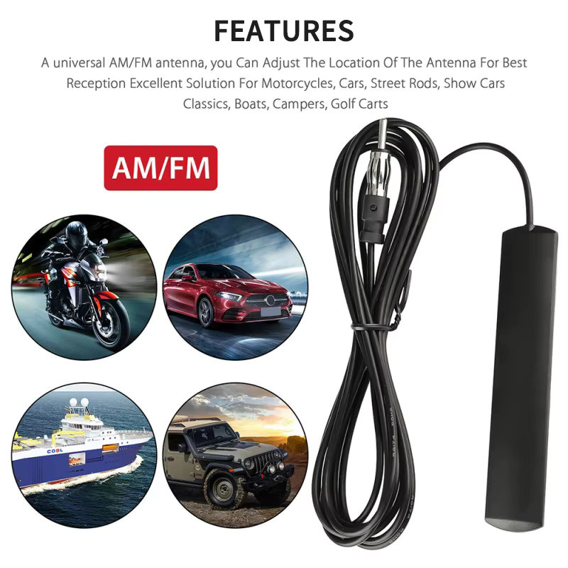 QXNY Universal FM-Antenne mit Signalverstärker für Auto, Boot und RV, Schwarz, Länge: 3 m - Bild 5