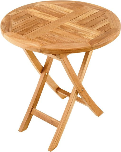 riess-ambiente Gartentisch EMPIRE TEAK aus massivem Teakholz, rund, klappbar, braun, Durchmesser: 70 cm, Höhe: 75 cm - Bild 1