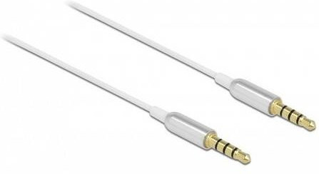 Delock 66073 Audio Anschlusskabel mit 3,5 mm Klinkensteckern in Silber und Weiß, Länge: 0,5 m - Bild 1