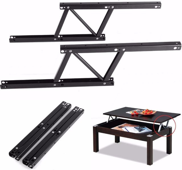 Odavis Feder-Couchtischmechanismus Set mit 2 Paar hochklappbaren Federscharnieren in Schwarz, B: 38 cm, H: 16,5 cm - Bild 1