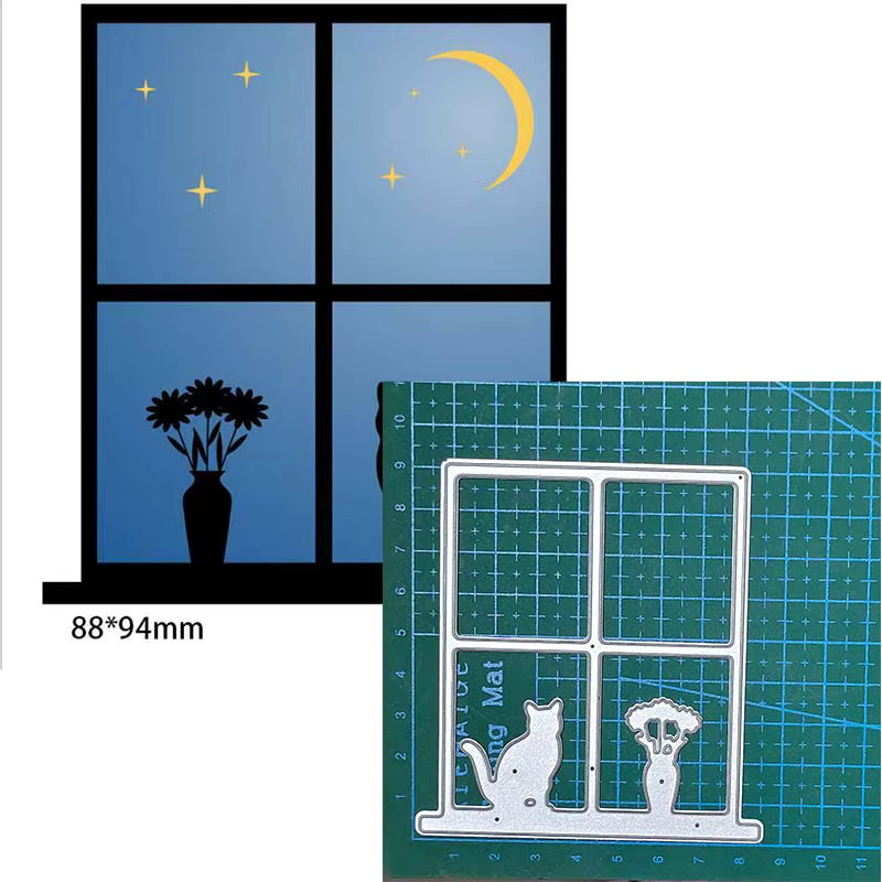 Metall Stanzschablone Haus und Heißluftballon in Silber für Scrapbooking und Bastelarbeiten - Bild 2