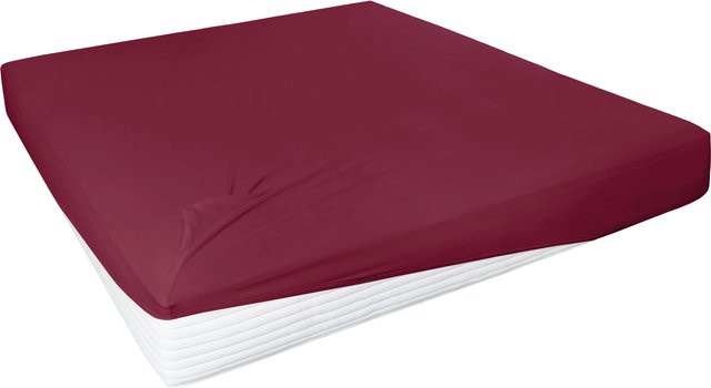 H.G. Hahn Spannbetttuch Feinjersey aus Baumwolle mit Elastan in Rot, B/T: 150 x 200 cm - Bild 1