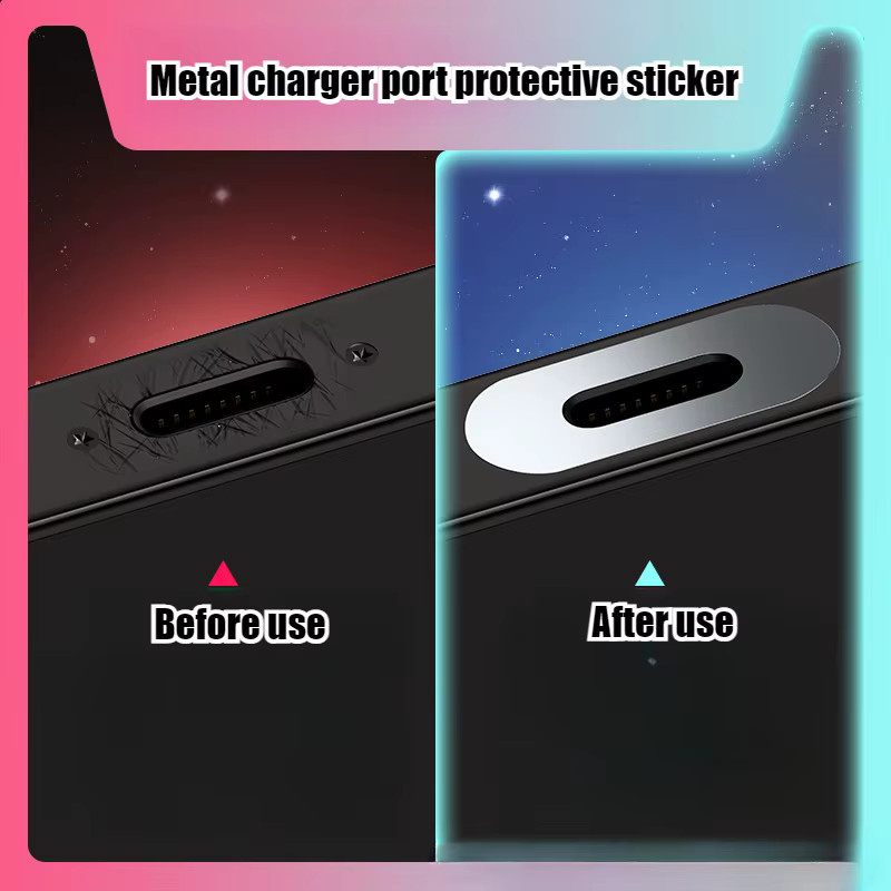 5 Stück Anti-Kratz Schutzfolie für Ladeanschluss passend für iPhone 15, 16 Max Plus und iPhone 17 Typ-C in Silber und Lila - Bild 5