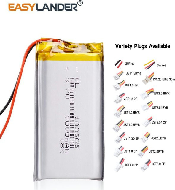 Easylander Li-Polymer-Akku JST2.0 3P 3,7 V 3000 mAh wiederaufladbarer Lipo-Akku in Silber - Bild 1