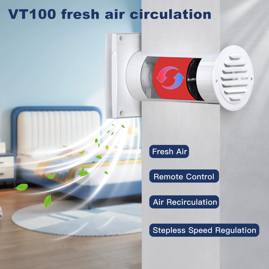 Kcvents VT100 Wärmerückgewinnungssystem Rekuperator HRV mit Bluetooth-Steuerung in Weiß - Bild 3