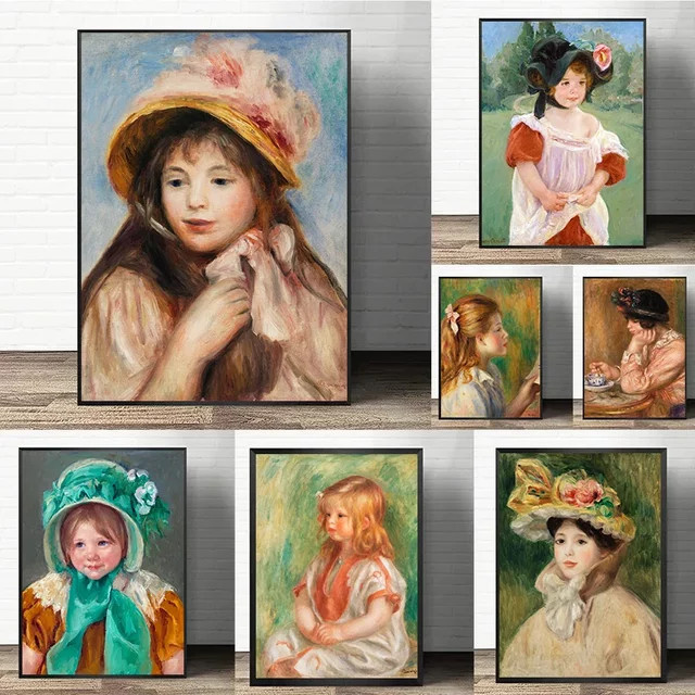 Potdemiel Wandkunst Leinwanddruck Frau Porträt von Renoir und Mary Cassatt in Mehrfarbig - Bild 1