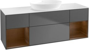 V&B Waschtischunterschrank Finion mit Wandbeleuchtung, Breite: 160 cm, Farben: Weiß, Anthrazit und Grau - Bild 1