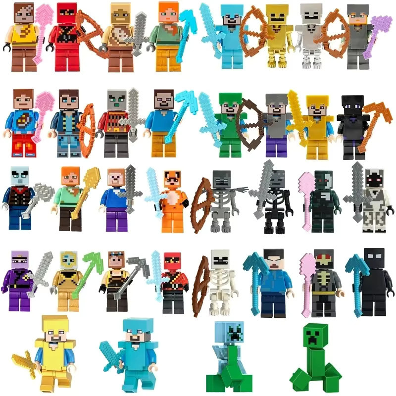 GAGAGIRL Minecraft Bausteine Set mit 8 Figuren und Steinen in Grün und Bunt aus Kunststoff - Bild 3