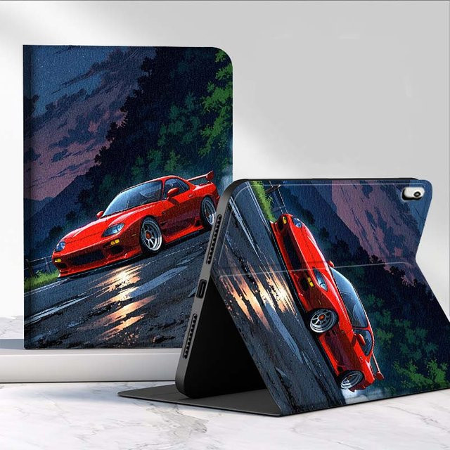 Samsung Tablet Hülle mit Roter Sportwagen Nachtstraßenbaum Abdeckung für Galaxy Tab S11 S10 S9 S8 A8 A9 A11 - Bild 1