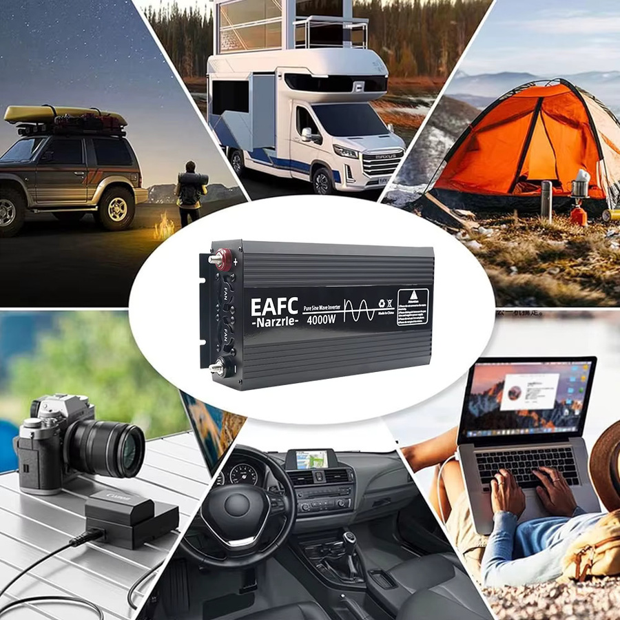 EAFC DC12V zu AC220V 50HZ LCD Reine Sinus Welle Inverter Stromversorgung Power Bank Spannung Auto Batterie Konverter in Schwarz - Bild 6