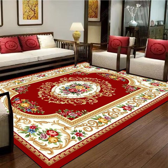 Wucifang Jewelry Luxus Teppich Rot Modern Floral Rutschfest und Waschbar Breite: 60 cm, Tiefe: 90 cm - Bild 1