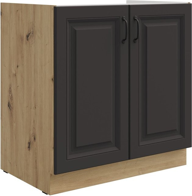 Spülenschrank Stilo Küchenzeile in Grau und Eiche Artisan mit Breite: 80 cm - Bild 1