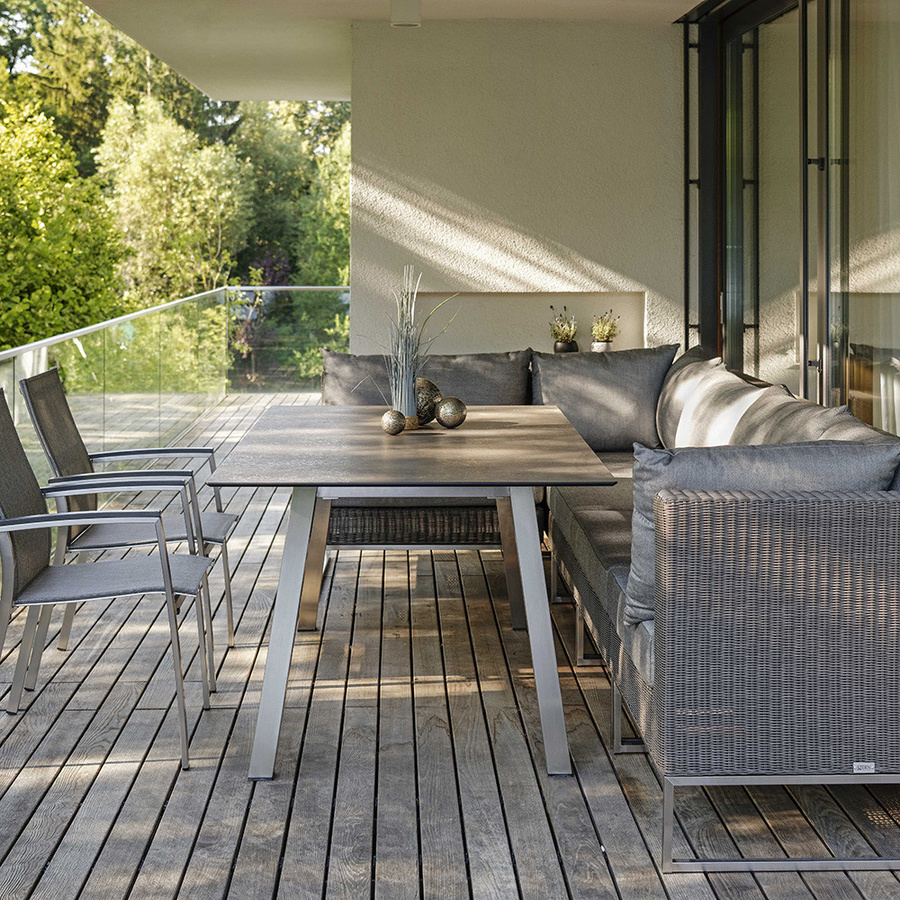 Stern Tisch INTERNO mit Tischplatte Silverstar 2.0 Smoky in Grau, Edelstahl, B/T/H: 180 x 100 x 75 cm - Bild 1
