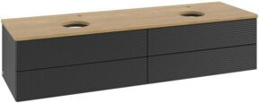 V&B Waschtischunterschrank Antao mit Frontstruktur und Beleuchtung, Farbe: Braun, Eiche lackiert, B/T: 160 x 50 cm - Bild 1